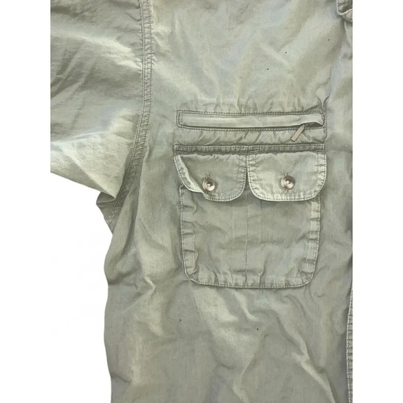 Cabelas Men's Outdoor Short Sleeve Button Down Hunter Green Vented Size M - Picture 4 of 8